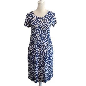 Boden blue and white print jersey dress with pockets size 6